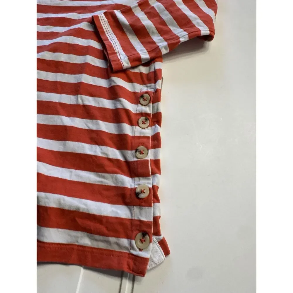 Anthropologie Maeve Womens Red White Striped Button Details Shirt Blouse Sz S - Picture 2 of 8